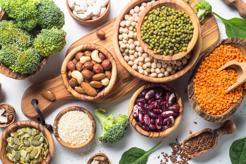 Plant-based protein sources (beans, nuts, broccoli, etc.)